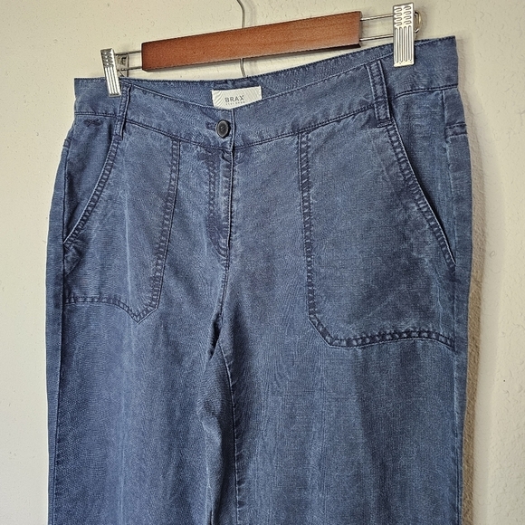 Brax Feel Good Maine Wide Leg Pants Womens 32 Wide Leg Blue Chambray Denim - Picture 3 of 11